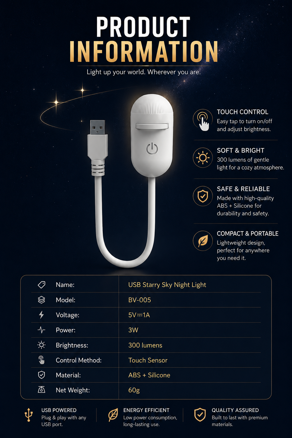 Night Light For The Bedroom Bedside Lamp For Sleep Baby Feeding And Eye Protection With USB Charging