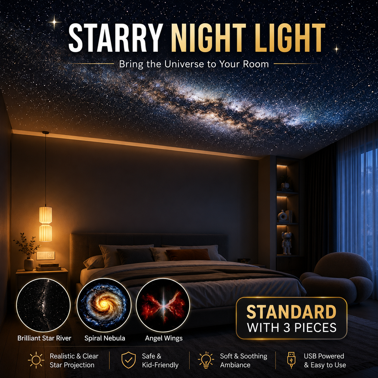 Night Light For The Bedroom Bedside Lamp For Sleep Baby Feeding And Eye Protection With USB Charging